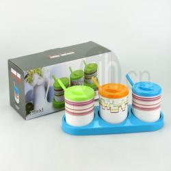 三組直身陶瓷調味杯(2