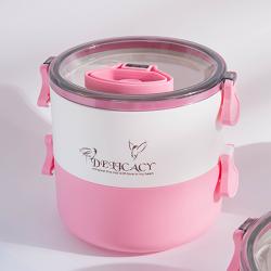 可伊圓形雙層便當盒（中